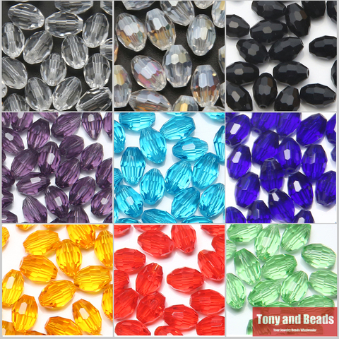 2lots More 10% off ! (100Pcs/Lot) 4x6mm Rice Faceted Glass Crystal Spacer Beads For Jewelry Making 17Colors  ► Photo 1/1