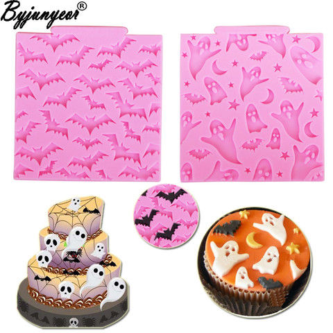 M946 Halloween Ghosts Bats Moon Star Silicone Mold Epoxy UV Resin Cake Cupcake Fondant Cake Candy Clay Chocolate Gumpaste Moulds ► Photo 1/5