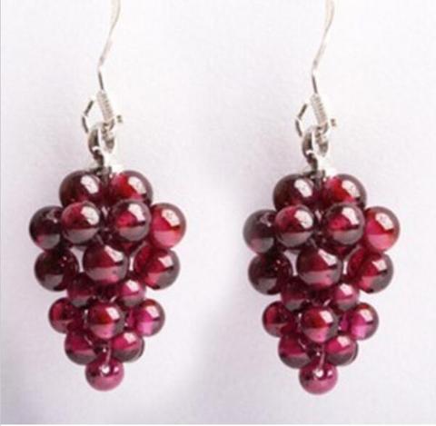 Natural crystal garnet grape earrings female 925 silver ear hook fashion jewelry drop earring ► Photo 1/2