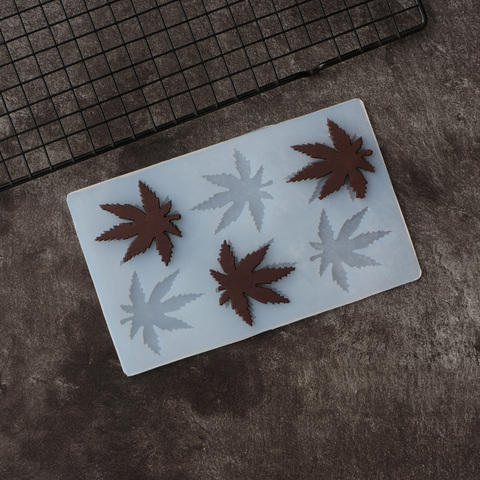 Leaf Maple Shape Chocolate Mold Cake Decorating Leaves Silicone Mold Transfer Sheet Baking Stencil Chablon ► Photo 1/6