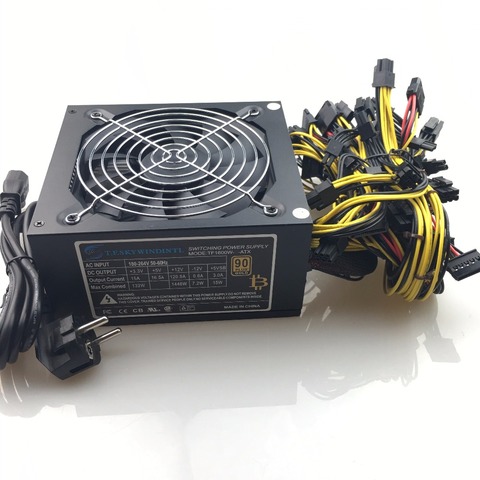 free ship 1600w computer power supply mining rig antminer pico psu asic bitcoin miner for rx 470 rx 580 rx 570 rx480 atx btc ► Photo 1/6