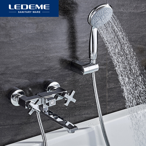 LEDEME 1 Set Classic Bathtub Faucets Single Handle Brass Bath Faucet Mixer Tap Shower Head Kit Bathtub Shower Faucet Sets L3184 ► Photo 1/6
