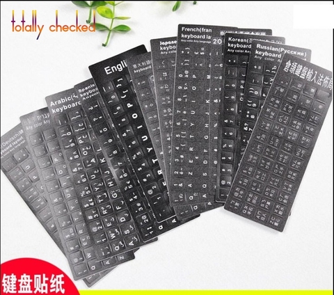 100PCS Russian French English Arabic Spanish Portuguese Keyboard Stickers Letter   Layout Cover Sticker For Laptop Desktop PC ► Photo 1/6
