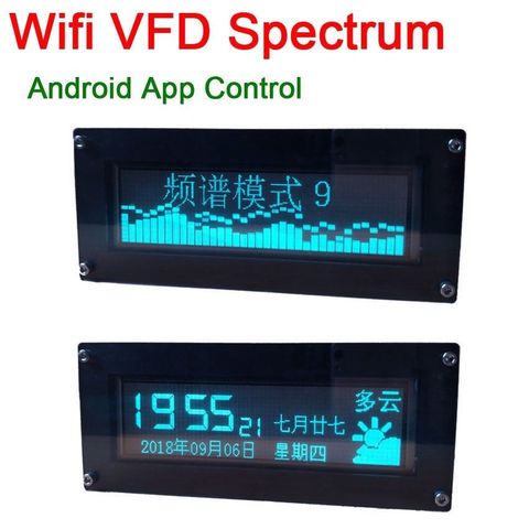 WIFI VFD FFT Music Spectrum Indicator clock time Display VU Meter Audio Level Indicator rhythm FOR car MP3 Amplifier ► Photo 1/1
