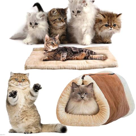 New Comfortable Pet Cat Bed Foldable Snooze Tunnel Mat Winter Warm Cats Dogs Blanket Kennel Crate Cage Shack House Pets Supplies ► Photo 1/6