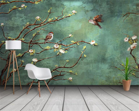 Beibehang Custom wallpaper 3d mural hand-painted painting flowers and birds fashion interior background decoration 3d wallpaper ► Photo 1/3