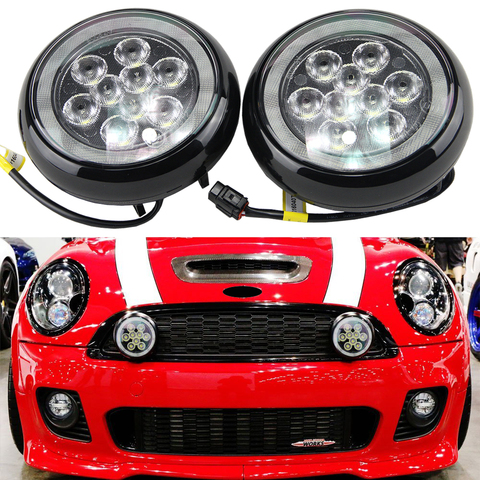 2x Car LED DRL Daytime Running Rally Lights With Halo Ring Fog Lamp for MINI Cooper 2nd Gen R55 R56 R57 R58 R60 R61 ► Photo 1/6