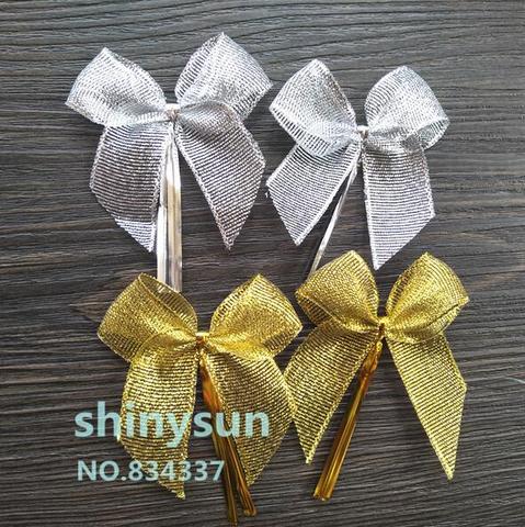 20pcs/lot  2 colors gold and silvery Bowknot Sealing wire bakery packing sealing bread cake decoration Wire Twist Tie ► Photo 1/3