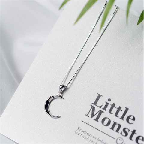 Korean Style New Fashion Sweet Moon 925 Sterling Silver Jewelry Temperament Crescent Clavicle Chain Pendant Necklaces H418 ► Photo 1/4