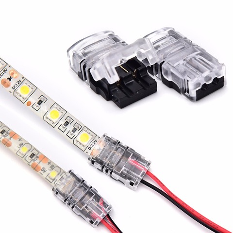 New 2pin LED Strip to Wire Connector for 8/10mm Single Color IP65 Waterproof SMD 5050 5630 LED Tape Light Connection Conductor ► Photo 1/6