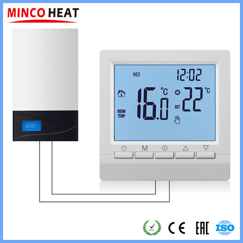 Programmable Gas Boiler Heating Temperature Regulator Hand Control Wireless AA Battery Thermostat with Kid Lock ► Photo 1/6