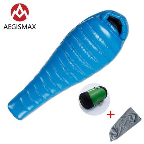 AEGISMAX G2 Outdoor White Goose Down Mummy Camping Sleeping Bag Cold Winter Ultralight Baffle Design Camping Splicing FP800 ► Photo 1/6