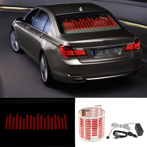 45*11cm Car LED Music Rhythm Flash Light Fire Red Sound Activated Sensor Equalizer Rear Windshield Sticker Styling Neon Lamp ► Photo 1/6