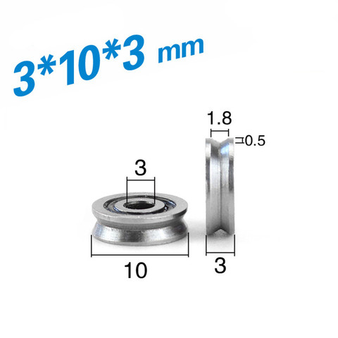 [V0310-3] 10PCS low noise micro small bearing roller wheel V/U Groove steel carbon steel wheel pulley 3*10*3mm 0310VV ► Photo 1/3