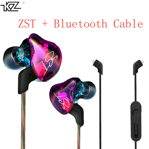 KZ ZST Hybrid Earphone Bluetooth+Wired 2 Cables Armature+Dynamic Drive HI-FI Bass Earphones for Sport Music Smart Phones Earbuds ► Photo 1/6