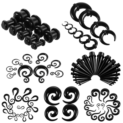 2pcs Acrylic Fake Spiral Ear Taper Tunnel Plugs Piercing Multiple Styles Black Earring Gauges Expander Stretcher Body Jewelry ► Photo 1/6