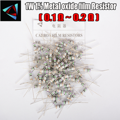 20pcs 5% 1W Metal oxide film Resistor 0.1 0.12 0.15 0.18 0.2 ohm Carbon Film Resistor ► Photo 1/1