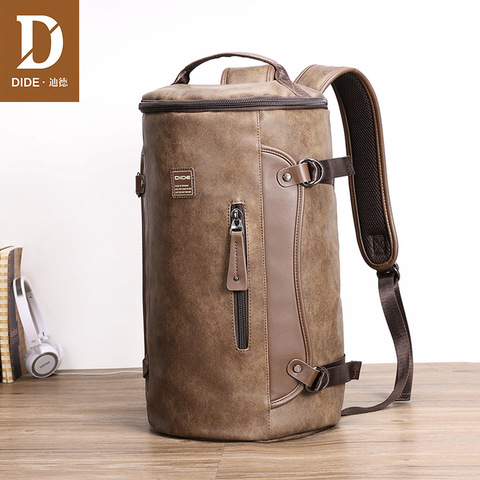 DIDE Men's Backpack Leather Waterproof Laptop Backpacks For Male Mochila Vintage Casual Travel Back Pack Bag Preppy School Bag ► Photo 1/6
