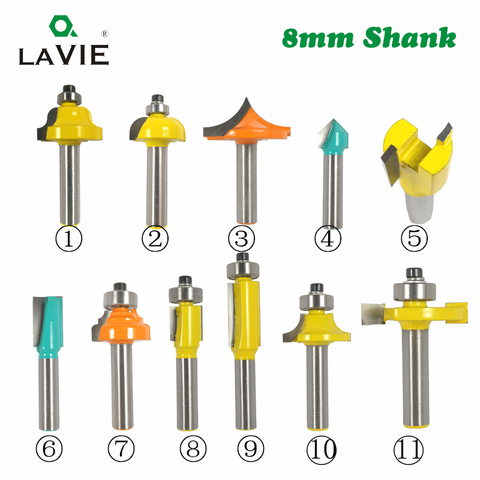 1pc 8mm Shank Wood Router Bit Straight T V Flush Trimming Cleaning Round Corner Cove Box Bits Milling Cutter for Wood MC02042 ► Photo 1/1