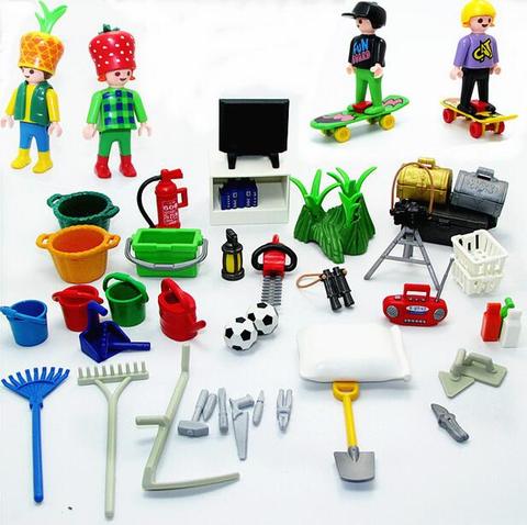 Playmobil Toys For Children Original Playmobil Accessories Toys Tools Beds TV Football Bag Bucket Desk Grass Camera Mini Toys ► Photo 1/6