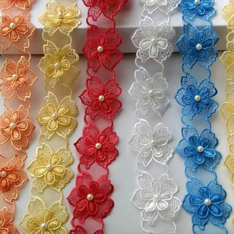 15362 Pearl Flower Soluble Organza Lace Trim Knitting Wedding Embroidered DIY Handmade Patchwork Ribbon Sewing Supplies Craft ► Photo 1/6