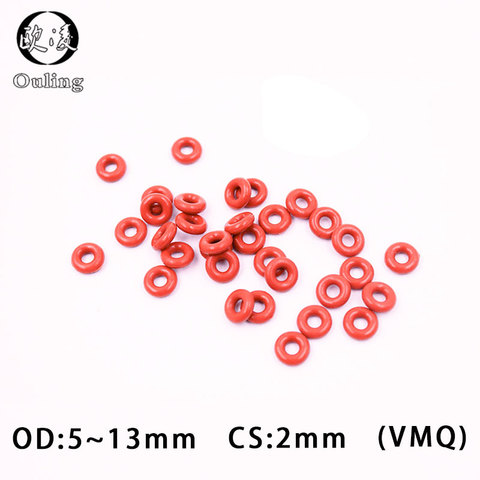 10PC/lot Red Silicone Ring Silicon/VMQ O ring 2mm Thickness OD5/6/7/8/9/10/11/12/13*2mm Rubber O-Ring Seal Gaskets Ring Washer ► Photo 1/6