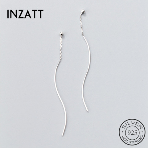 INZATT  Minimalist Geometric Wavy line Dangle Drop Earrings Real 925 Sterling Silver for Women Long Tassel Accessories Jewelry ► Photo 1/5