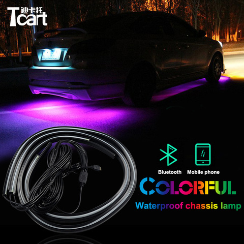 Tcart app control RGB LED Strip Under Car Tube Underbody Underglow System Neon Light Remote For Volkswage golf 4 mk4 accessories ► Photo 1/6