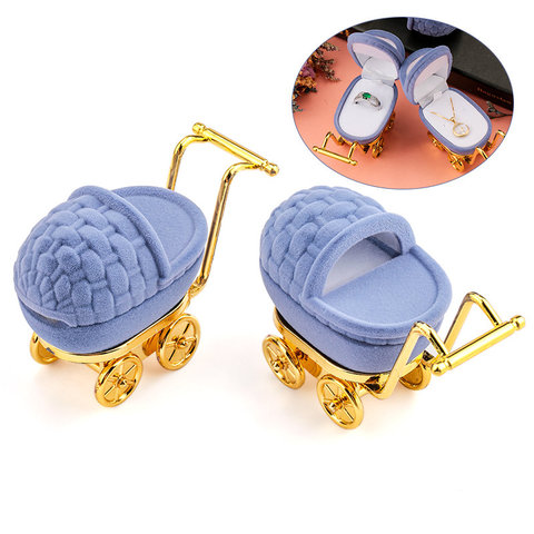 1 Piece lovely Baby carriage Velvet Jewelry Box Wedding Ring Box Gift Box Holder Case for Earrings Necklaces Bracelets Display ► Photo 1/6
