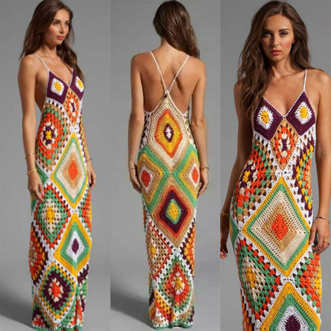 sexy dress for beach wedding - long dress brace and squares , Bikini dress beach, Swimwear cozy dress ► Photo 1/5