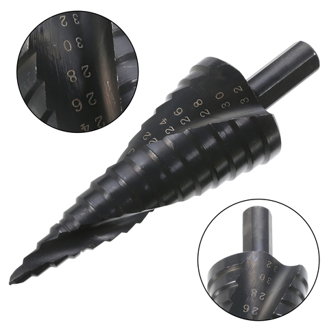 Black  Speed Steel Titanium Step Spiral Drill Groove Conical Cone Drills Power Tools  4-32mm ► Photo 1/4