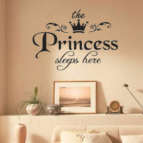 the Princess sleeps here Wall Sticker for Girls room Baby girl bedroom Background home decoration stickers Art Decals Wallpaper ► Photo 1/6