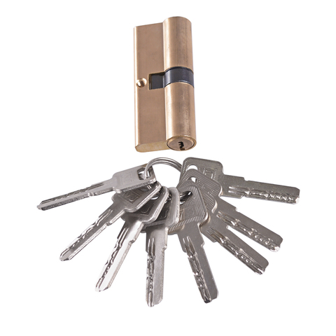 Thumb Turn Euro Profile Cylinder Barrel Lock Brass Satin Nickel Finish 75mm With 8 Keys ► Photo 1/3