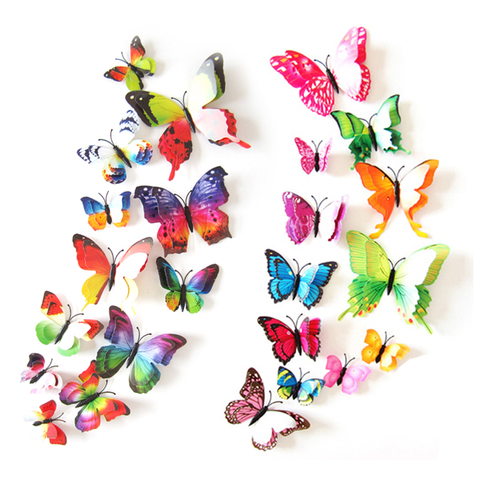 12Pcs 3D Double layer Butterfly Wall Sticker on the wall for Home Decor DIY Butterflies Fridge Magnet stickers Room Decoration ► Photo 1/6