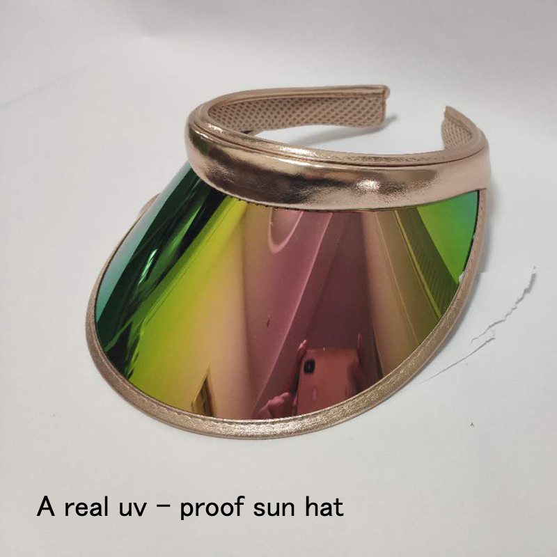 2019 Summer Sun Hat Candy Color Transparent Empty Top Plastic PVC Sunshade Hat Visor Caps 
