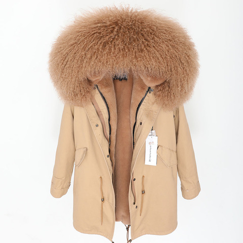 Women's down lining jacket natural oversized sheepskin fur coat Casual thickening long winter park ► Photo 1/6