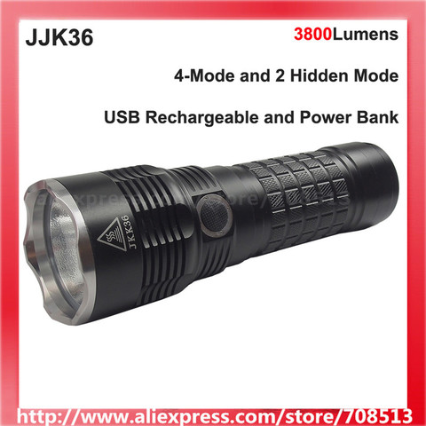 JKK36 Cree XHP70.2/XM-L2 White/Neutral White/Warm White 3800 Lumens 6-Mode USB Torch with Power Bank LED Flashlight (3x18650) ► Photo 1/6