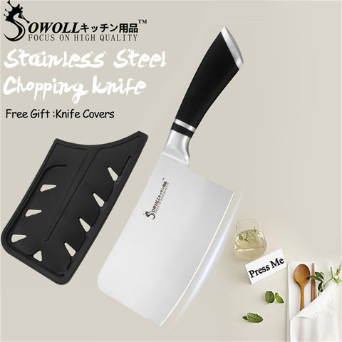 SOWOLL Kitchen Cleaver Knife High Carbon Stainless Steel Knives Butcher Chopper Cleaver 6 inch Stainless Steel Chopping Knife ► Photo 1/6