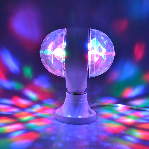 E27 3W Colorful Auto Rotating RGB LED Stage Light Magic double Balls Xmas Party Effect Light KTV Bar DJ party disco effect Light ► Photo 1/6