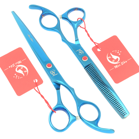 7.0 Inch Big Professional Hairdressing Cutting Scissors 6.5 Inch Thinning Shears Salon Barbers JP440C Blue Hair Tesouras A0132A ► Photo 1/6