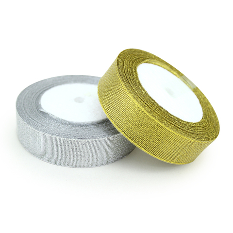 (25 yards/roll)Gold and Silver gift packaging ribbon high quality wedding shiny ribbons ► Photo 1/4