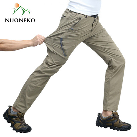 NUONEKO Summer Quick Dry Stretch Hiking Pants Men Outdoor Reflective Pants Man Mountain Trekking Trousers Waterproof Pants PN12 ► Photo 1/6