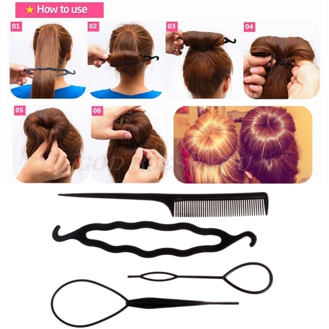 Limei 5 Pack Hair Braiding Tools Updo Donut Hair Bun Magic Hair