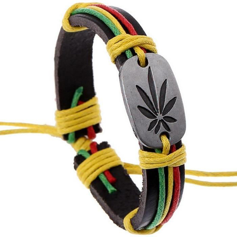 Rasta Jamaica Reggae Leather Bracelets Bangles For Women Man Cuero Pulseiras Bijoux ► Photo 1/5