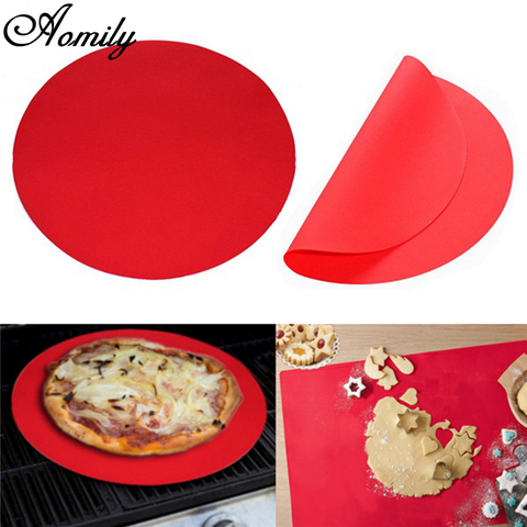 Aomily Round Silicone Baking Mat 30cm Oven Cookie Pizza Sheet Microwave Cooking Pastry Tray Heat Resistance Mat Kitchen Bakeware ► Photo 1/6