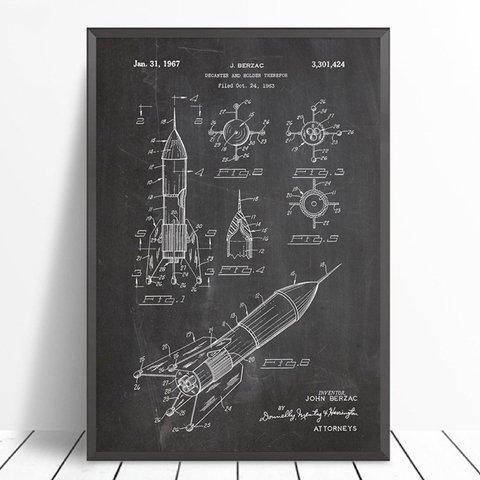 Rocket Ship Patent Vintage Poster Wall Art Prints Outer Space Spaceship Blueprint Canvas Painting Wall Pictures Art Decor ► Photo 1/6