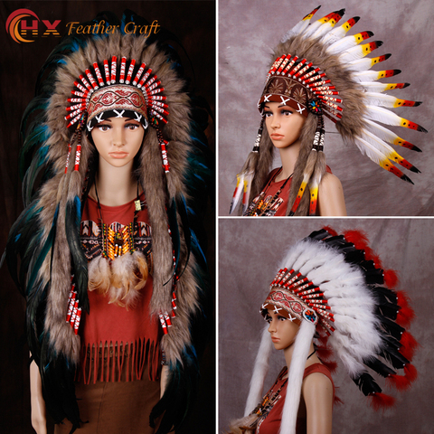 Indian Feather headdress handmade feather costumes native feather headdress war bonnet indian feather hat ► Photo 1/6