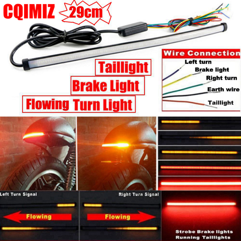 290mm Motorcycle Sequential Running Brake Tail Light Turn Signal Integrated LED Stop Light Strip ► Photo 1/6