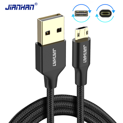 JianHan Reversible Micro USB Cable Mini USB Mobile Phone 5V2A Fast Charger Data Cord Charging Cable For Samsung Xiaomi 4X Huawei ► Photo 1/6