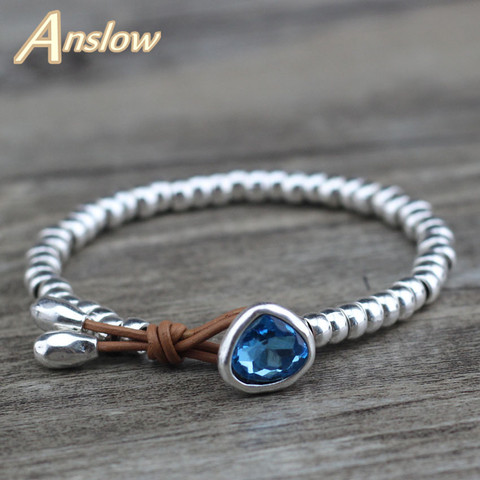 Anslow Fashion Jewelry Cheap Cute Romantic Crystal Heart Korean Couple Handmade Strand Beads Bracelet Friendship Gift  LOW0732LB ► Photo 1/6